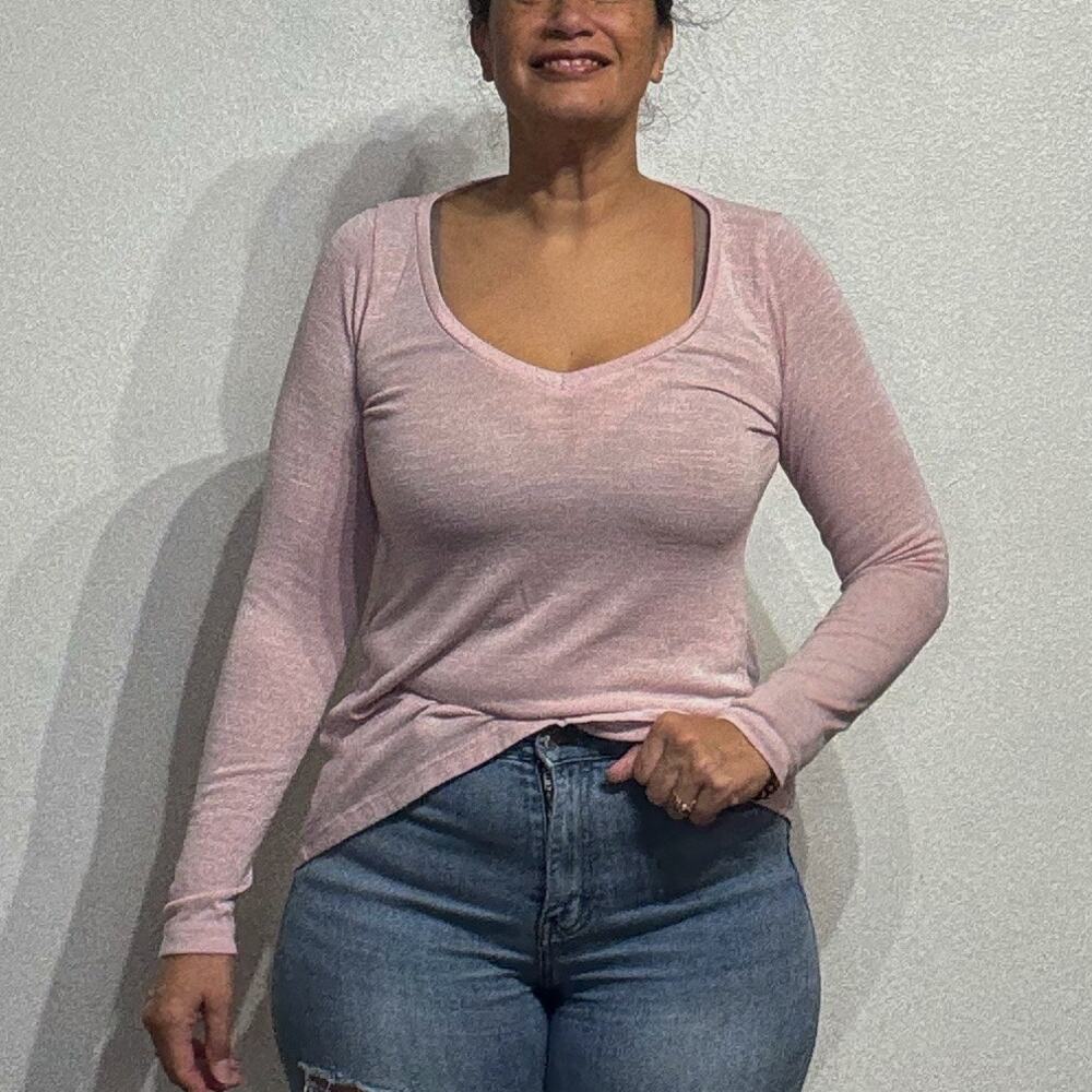 Lauren Moshi Pink V-Neck Top Sz M NWOT